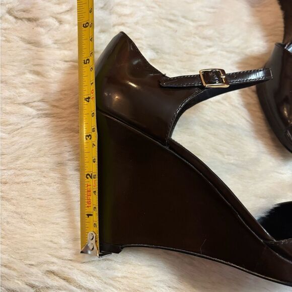 Ralph Lauren Brown Patent Leather Wedge Shoes size 8 - Picture 9 of 11